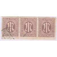 ALEMANHA BIZONA - 1945-56 - USADO - MÚLTIPLO - 10p MARROM - TRINCA DE SELOS - YT-07 