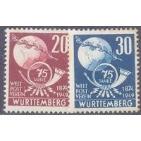 ALEMANHA - 1949 - 75º ANIVERSÁRIO DA UPU - GLOBO TERRESTRE E CORNETA DO CORREIO - SÉRIE 2 SELOS NOVOS S/ GOMA - YT-51/52