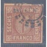 ALEMANHA - 1849-1850 - USADO - C/ FIO DE SEDA DE ALTO A BAIXO DO SELO - CIFRA 6k MARROM AVERMELHADO - CIRCULO BRISÉ - S/ LINHA FECHANDO TODO O CÍRCULO - YT-03