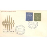 ALEMANHA FEDERAL - 1959 - USADO - TEMA EUROPA: ELOS UNIDOS EM CIRCULO REPRESENTANDO OS PAÍSES PARTICIPANTES SOBRE FDC ILUSTRADO - YT-193/194