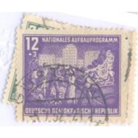ALEMANHA DDR - 1952 - USADO - PROGRAMA DE RECONSTRUÇÃO NACIONAL - PESSOAS TRABALHANDO JUNTAS - SÉRIE 4 SELOS - YT-0055/58 - MI-303/306 