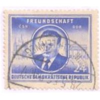 ALEMANHA DDR - 1952 - USADO - AMIZADE GERMANO TCHECOSLOVÁCA - VISTAS DE PRAGA E BERLIN E EFÍGIE DO PRESIDENTE GOTTWALD - YT-0054 