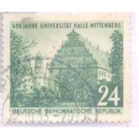 ALEMANHA DDR - 1952 - USADO - 450º ANIVERSÁRIO DA UNIVERSIDADE DE HALLE - WITTENBERG - VISTA PARCIAL DA UNIVERSIDADE - YT-0074