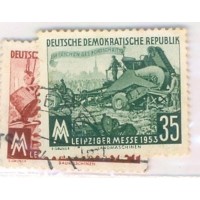 ALEMANHA DDR - 1953 - USADOS - FEIRA DE OUTONO DE LEIPZIG - MÁQUINAS PESADAS - SÉRIE 2 SELOS - YT-0113/114 