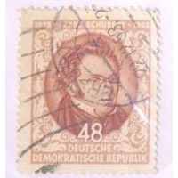 ALEMANHA DDR - 1953 - USADO - 125º ANIVERSÁRIO DA MORTE DO O COMPOSITOR FRANZ SCHUBERT - RETRATO - YT-0139 - MI-404 