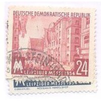 ALEMANHA DDR - 1954 - USADO - FEIRA DE OUTONO DE LEIPZIG - VISTA DA CIDADE - SÉRIE 2 SELOS - YT-0171/172 