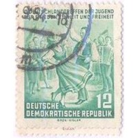 ALEMANHA DDR - 1954 - USADO - 2º CONGRESSO DA JUVENTUDE PELA PAZ - A UNIÃO E A LIBERDADE - SÉRIE 2 SELOS - YT-0166/167 