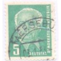ALEMANHA DDR - 1952-53 - USADO - SÉRIE CORRENTE - PRESIDENTE PIECK 5p ESMERALDA - YT-0069