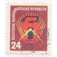 ALEMANHA DDR - 1951 - USADO - 1º PLANO QUINQUENDO - C/ CARIMBO DE FAVOR - YT-45 - MI-293