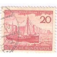 ALEMANHA FEDERAL - 1952 - USADO - COMEMORAÇÃO DA RESTITUIÇÃO DE HELIGOLAND Á ALEMANHA - NAVIO - YT-37 - MI-152 