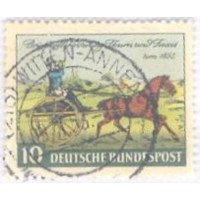 ALEMANHA FEDERAL - 1952 - USADO - DIA DO SELO - VIATURA POSTAL DE TOUR E TAXIS EM 1852 - CAVALO -YT-47 - MI-160 