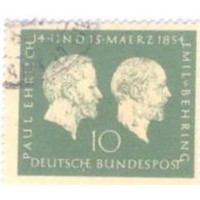 ALEMANHA FEDERAL - 1954 - USADO - CENTENÁRIO DO NASCIMENTO DOS PROFESSORES EHRLICH E EMIL BEHRING - YT-73 - MI-197 