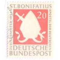 ALEMANHA FEDERAL - 12º CENTENÁRIO MARITIMO SÃO BONIFÁCIO - USADO - MI-199 - YT-75 - 1954