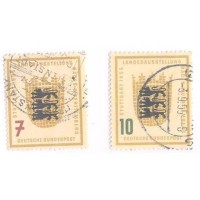 ALEMANHA FEDERAL - 1955 - USADO - EXPOSIÇÃO FILATÉLICA EM DUSSELDORF 10p+2p VERDE - EMBLEMA - YT-93 - MI-217