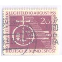 ALEMANHA FEDERAL - 1955 - USADO - MILÊNIO DA BATALHA DE LECHFELD - EMBLEMA - YT-92 - MI-216 