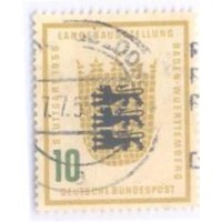 ALEMANHA FEDERAL  - EXPOSIÇÃO FILATÉLICA EM DUSSELDORF 10p+2p VERDE - EMBLEMA - YT-93 - MI-217 - 1955 - USADO