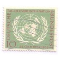 ALEMANHA FEDERAL - 1955 - USADO - DIA DAS NAÇÕES UNIDAS - 10º ANIVERSÁRIO - EMBLEMA - YT-97 - MI-221 