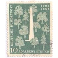 ALEMANHA FEDERAL - 1955 - USADO - 150º ANIVERSÁRIO DO LITERATO ADALBERT STIFTER - OBELISCO - YT-96 - MI-220 