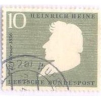 ALEMANHA FEDERAL - 1956 - USADO - CENTENÁRIO DA MORTE DO POETA HEINRCH HEINE - SILHUETA - YT-103 - MI-229 