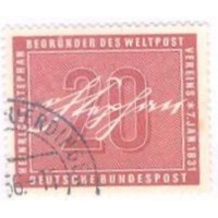 ALEMANHA FEDERAL - 1956 - USADO - 125º ANIVERSÁRIO DE HEINRICH VON STEPHAN - FUNDADOR DA UNIÃO POSTAL UNIVERSAL - ASSINATURA - YT-104 - MI-227 