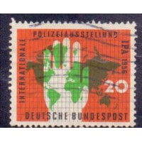 ALEMANHA FEDERAL - 1956 - USADO - EXPO INTERNACIONAL DA POLÍCIA EM ESSEN - MÃO E MAPA - YT-116 - MI-240