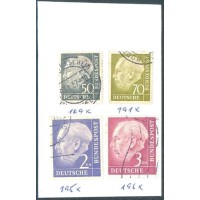 ALEMANHA FEDERAL - 1953-54 - USADO - PRESIDENTE HEUSS - 4 SELOS - (25p-70p-2DM+3DM) - yt-69A+71C+72A+72b - MI-186X+191X+195X+196X 