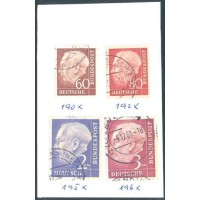 ALEMANHA FEDERAL - 1953-54 - USADO - PRESIDENTE HEUSS - 4 SELOS - (60p-80p-2DM-3DM) - YT-71B+71D+72A+72B - MI-190X+192X+195X+196X