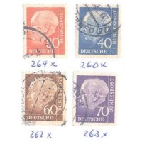 ALEMANHA FEDERAL - 1957 - USADO - PRESIDENTE HEUSS - 4 SELOS - (40p-60p-70p-80p) - YT-126+127A+128+128A - MI-260X+262X+263X+264X 