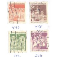 ALEMANHA FEDERAL - 1966-69 - USADO - PRESIDENTE HEUSS - 4 SELOS  - SÉRIE EDIFÍCIOS HISTÓRICOS 60p-80p-130p-2DM - yt-362+395+397+397A - MI-496+498+502+503