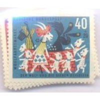 ALEMANHA FEDERAL - 1963 - MINT - A SERVIÇO DA HUMANIDADE - CONTO DOS IRMÃOS GRIMM - CENAS DE O LOBO E OS SETE CABRITINHOS - SÉRIE 4 SELOS - YT-280/283
