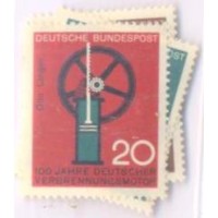 ALEMANHA FEDERAL - 1964 - NOVO - CIÊNCIAS E TÉCNICAS: FÓRMULA DO BENZOL HOMENAGEM A AUGUSTO FRIEDRICH KEKULE - REATOR - HOMENAGEM AOS CIENTISTAS HAHN E STRESSMANN - MOTOR A GÁS DE NIKOLAUS AUGUST OTTO - ETC -  SÉIRE 3 SELOS - YT-310/312 