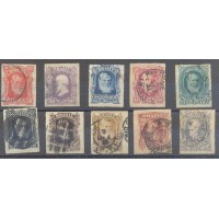 I-37/46 - 1877/78 - DOM PEDRO II - "PERCÉ" - BARBA BRANCA - SÉRIE COMPLETA - CARIMBADA - RHM 294 UFS