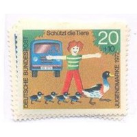 ALEMANHA FEDERAL - 1972 - NOVO - CRIANÇAS PROTEGENDO EU MALTRATANDO OS ANIMAIS - SÉRIE 4 SELOS - YT-560/563