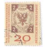 ALEMANHA FEDERAL - 1959 - USADO - CENTENÁRIO DO SELO DE HAMBURGO E DE LUBECK - REPRODUÇÃO DE SELO - SÉRIE 2 SELOS - YT-181/182 