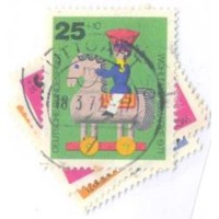 ALEMANHA FEDERAL - 1971 - USADOS - BRINQUEDOS DE MADEIRA - CAVALINHO - BONECOS - SÉRIE 4 SELOS - YT-551/554 
