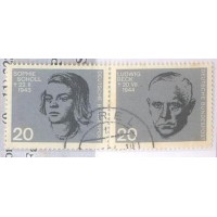 ALEMANHA FEDERAL - 1964 - USADO - 20º ANIVERSÁRIO DO ATENTADO DE 20 DE JULHO DE 1944 - SÉRIE 8 SELOS EM UMA QUADRA E DOIS PARES VERTICAIS - YT-297/304