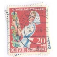 ALEMANHA FEDERAL - 1958 - USADO - A SERVIÇO DA HUMANIDADE - LEGENDA WOHLFAHRTSMARKE - FRIEDRICH RAIFFEISEN (FILANTROPO) E TRABALHADORES DO CAMPO - SÉIR 4 SELOS - YT-168/171 