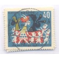 ALEMANHA FEDERAL - 1963 - USADO - CONTO INFANTIL DOS IRMÃOS GRIMM - MAMÃE CABRA E OS SETE CABRITINHOS - SÉRIE 4 SELOS - YT-280/283 