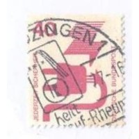 ALEMANHA FEDERAL - 1973 - USADO - SÉRIE CORRENTE - PREVENÇÃO DE ACIDENTES - 40p CHOQUE ELÉTRICO - DESTACADO DE CARNÊ SEM DENTEAÇÃO NA MARGEM SUPERIOR - YT-575c 