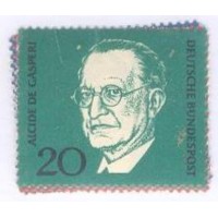 ALEMANHA FEDERAL - 1968 - MINT - ANIVERSÁRIO DA MORTE DO CHANCELER ADENAUER - RETRATOS DO CHANCELER E SIR WINSTON CHURCHILL - ALCIDE GASPERI - ROBERT SCHUMAN - SÉRIE 4 SELOS - YT-419/22 