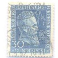 ALEMANHA FEDERAL - 1951 - USADO - CINQUENTENÁRIO DA ATRIBUIÇÃO DO PRÊMIO NOBEL DE FÍSICA A W.C RONTGEN - RETRATO - YT-33 