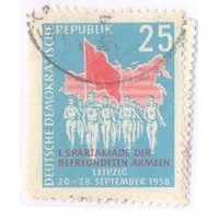ALEMANHA DDR - 1958 - USADO - 1º SPARTAKIADAS MILITARES DE LEIPZIG - SÉRIE 3 SELOS - YT-370/372