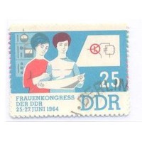 ALEMANHA DDR - 1964 - USADO - CONGRESSO NACIONAL DAS MULHERES - MÃE COM FILHO - PROFISSIONAL E CAMPONESAS - SÉRIE 3 SELOS - YT-733/35 