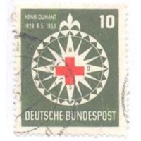 ALEMANHA FEDERAL - 1953 - USADO - 125 ANOS DO NASCIMENTO DE HENRI DUNANT FUNDADOR DA CRUZ VERMELHA - YT-50 