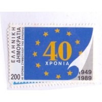 GRECIA - 1989 - MINT - EUROPA - ANIVERSÁRIOS E ACONTECIMENTOS: 60d = 10º ANIVERSÁRIO DA 1ª ELEIÇÃO DO PARLAMENTO EUROPEU MÃO DEPOSITANDO VOTO NA URNA - 200d = 40º ANIVERSÁRIO DO CONSELHO E Nº 40 - 2 SELOS - YT-1709 A+1711A