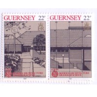 GUERNSEY - 1987 - TEMA EUROPA ARQUITETURA MODERNA - AGÊNCIA DO CORREIO - ENTRADA E FACHADA - SÉRIE 4 SELOS DE DOIS PARES - SENDO 3 MINT E 1 DE MENOR VALOR C/ UNS PONTINHOS DE FERRUGEM QUE NÃO ESTÃO CONTANDO NO VALOR DE 4 EUROS - YT-391/394