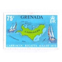 GRENADA - 1973 - MINT - MAPA - REGATAS DE CARRIACOU 75c - MAPA DA ILHA DE CARRIACOU - YT-480