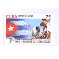 CUBA - 2005 - MINT - REUNIÃO DE CUPULA SOBRE A SOCIEDADE DE INFORMAÇÃO - BANDEIRA, GLOBO ESTILIZADO E JOVENS - YT-4296