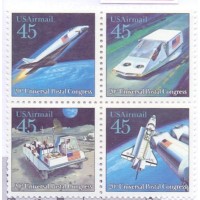 USA - 1989 - MINT - 20º CONGRESSO DA UPU TRANSPORTES POSTAIS DO PRESENTE E DO FUTURO - QUADRA - YT AE-116/119