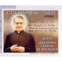 COLÔMBIA - 1994 - MINT - AÉREO - RELIGIÃO BEATIFICAÇÃO DO PE. JOSÉ MARIA ESCRIVA DE BELANGUER (1902-1975) FUNDADOR DA OPUS DEI - YT-0886